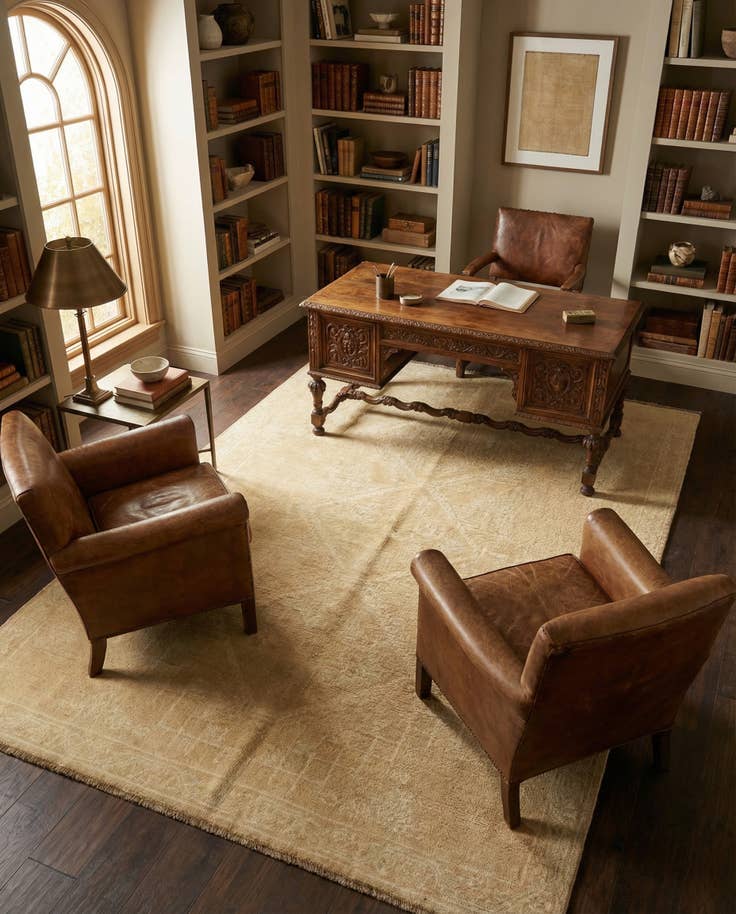 Detail image of 5' 5 x 7' 5 Hand Knotted Oushak Wool Rug