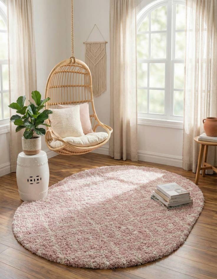 Detail image of 5' 3 x 8' Trellis Shag Oval Rug