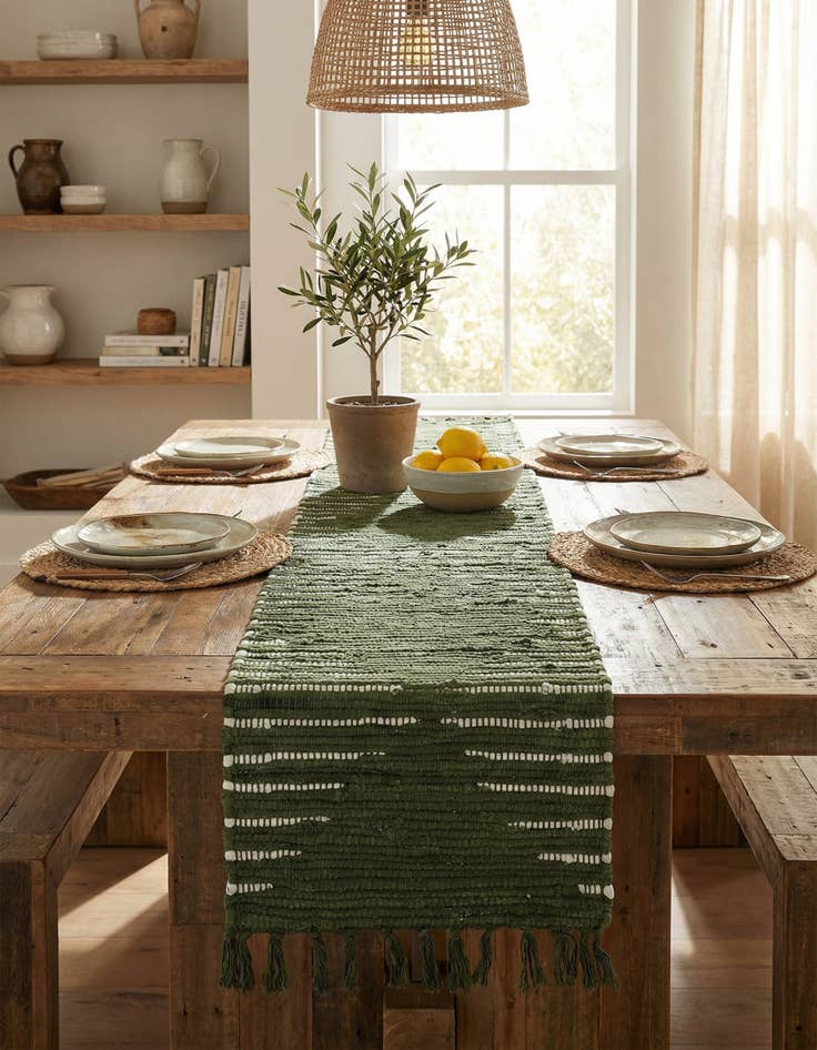 Detail image of 1' 2 x 5' 1  Hand Woven Chindi Cotton Table Runner Rug