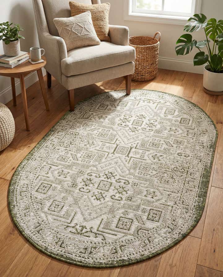 3' x 5' 3 Easy-Clean Aztec Indoor / Outdoor Oval Rug
