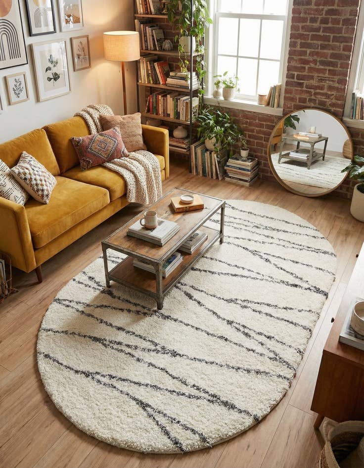 Detail image of 5' 3 x 8' Serenity Shag Oval Rug