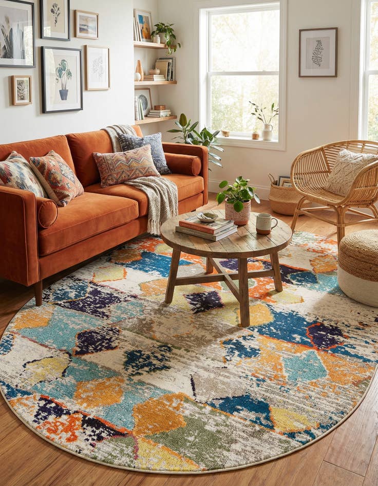 Detail image of 7' 10 x 10'  Washable Vivid Oval Rug