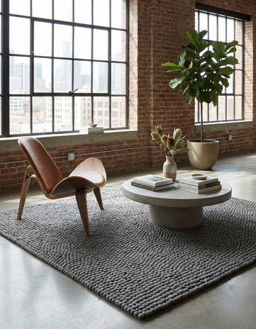 7' 10 x 7' 10 Felt Ball Wool Square Rug