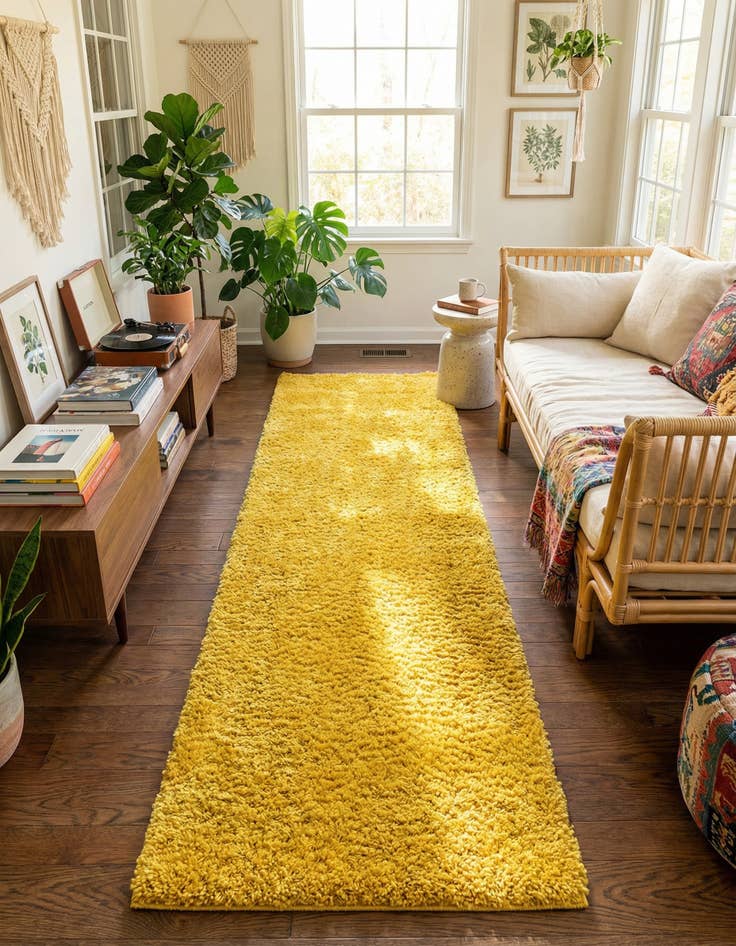 Detail image of 2' 7 x 13' Solid Shag Runner Rug