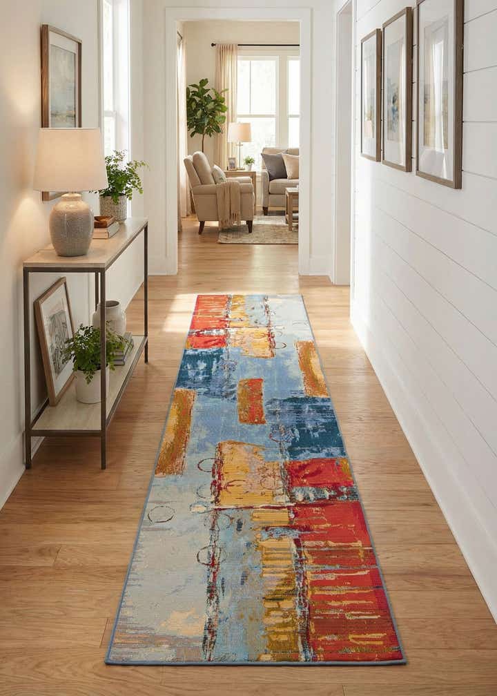 2' 7 x 12' Easy-Clean Modern Indoor / Outdoor Runner Rug