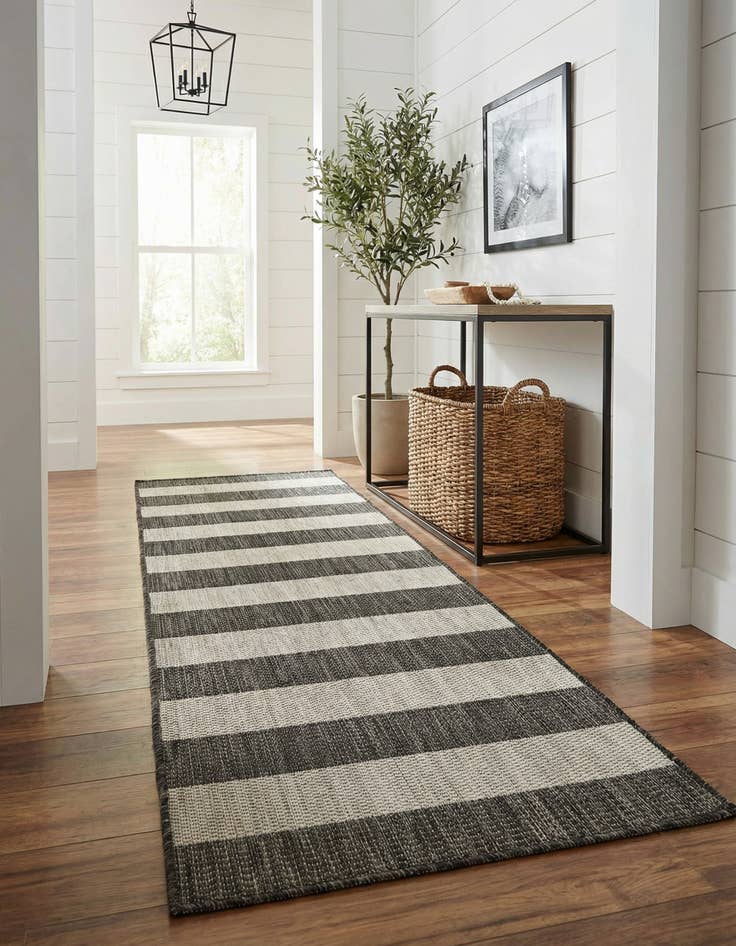 Detail image of 2' x 6' Easy-Clean Striped Indoor / Outdoor Runner Rug