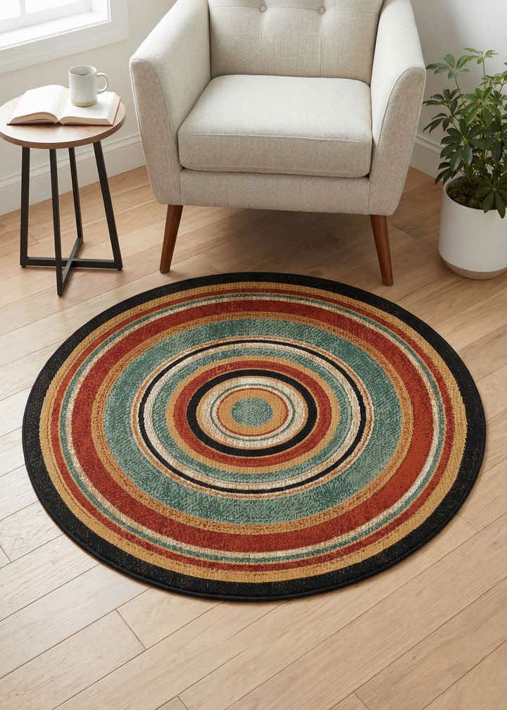 4' x 4' Easy-Clean Modern Indoor / Outdoor Round Rug