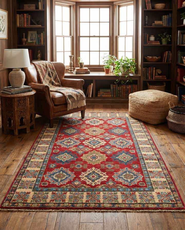 4' x 6' 1 Hand Knotted Kazak Rug