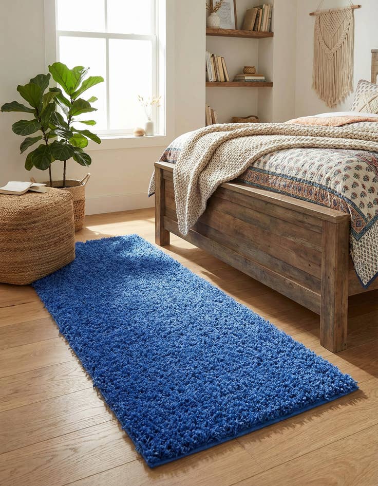 Detail image of 2' x 4' Solid Shag Runner Rug