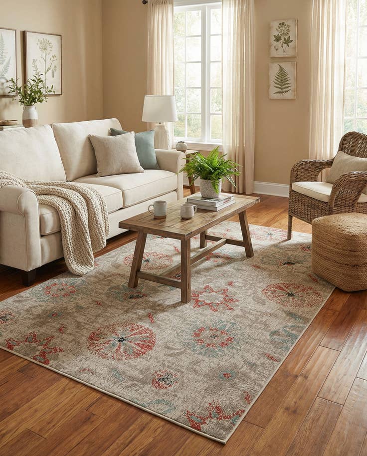 Detail image of 6' x 9' Easy-Clean Botanical Indoor / Outdoor Rug