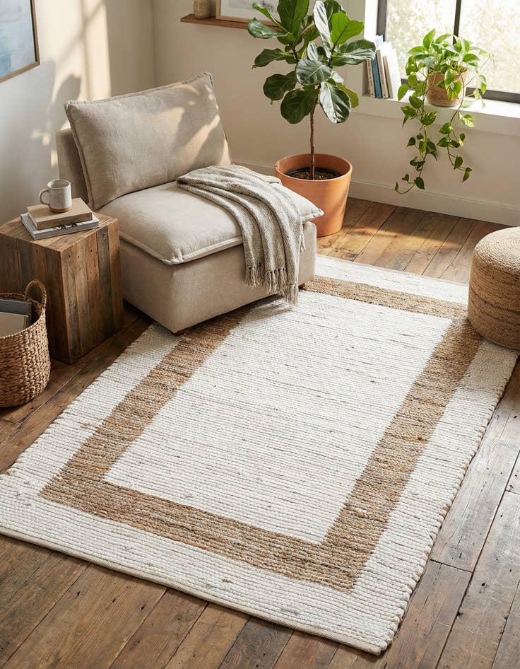 Detail image of 4' 1 x 6' 1  Hand Woven Chindi Jute Rug