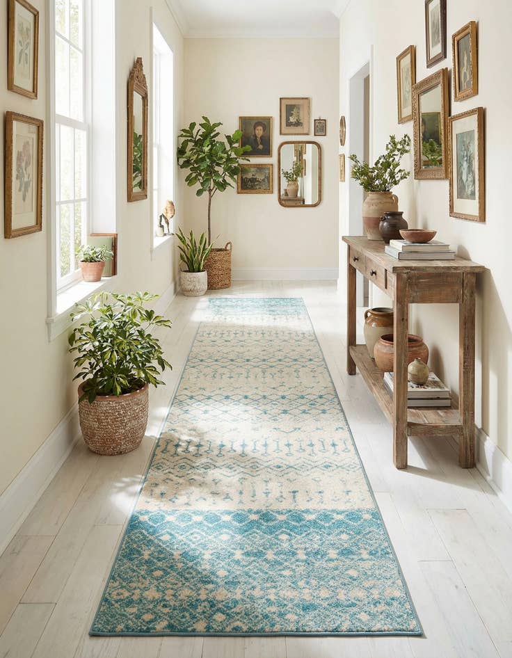 Detail image of 3' 3 x 16' 5 Moroccan Trellis Runner Rug