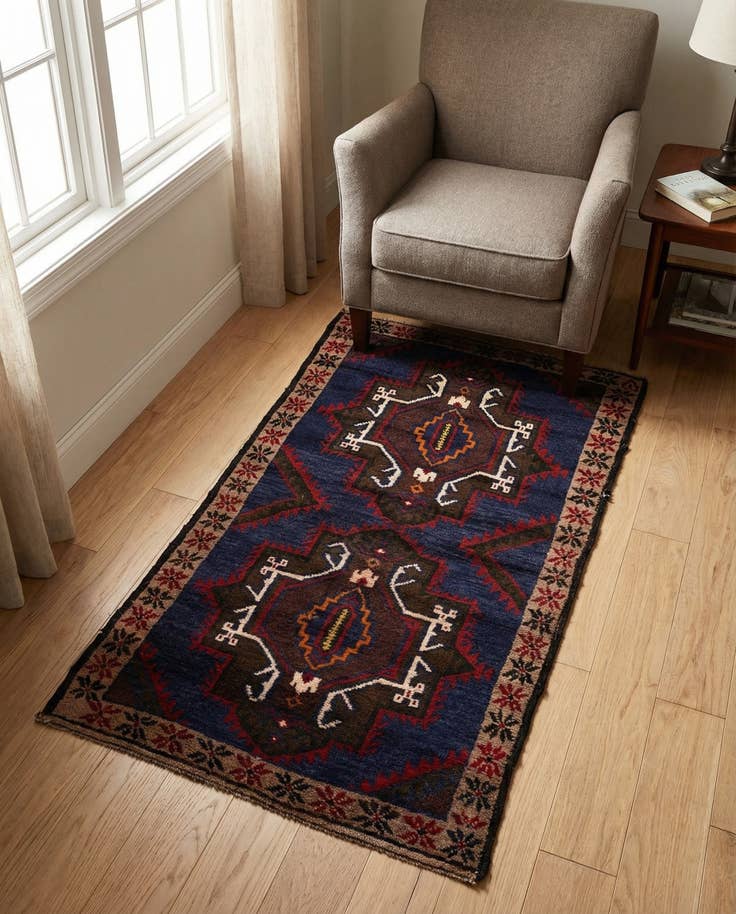 Detail image of 2' 9 x 4' 10 Hand Knotted Balouch Persian Wool Rug