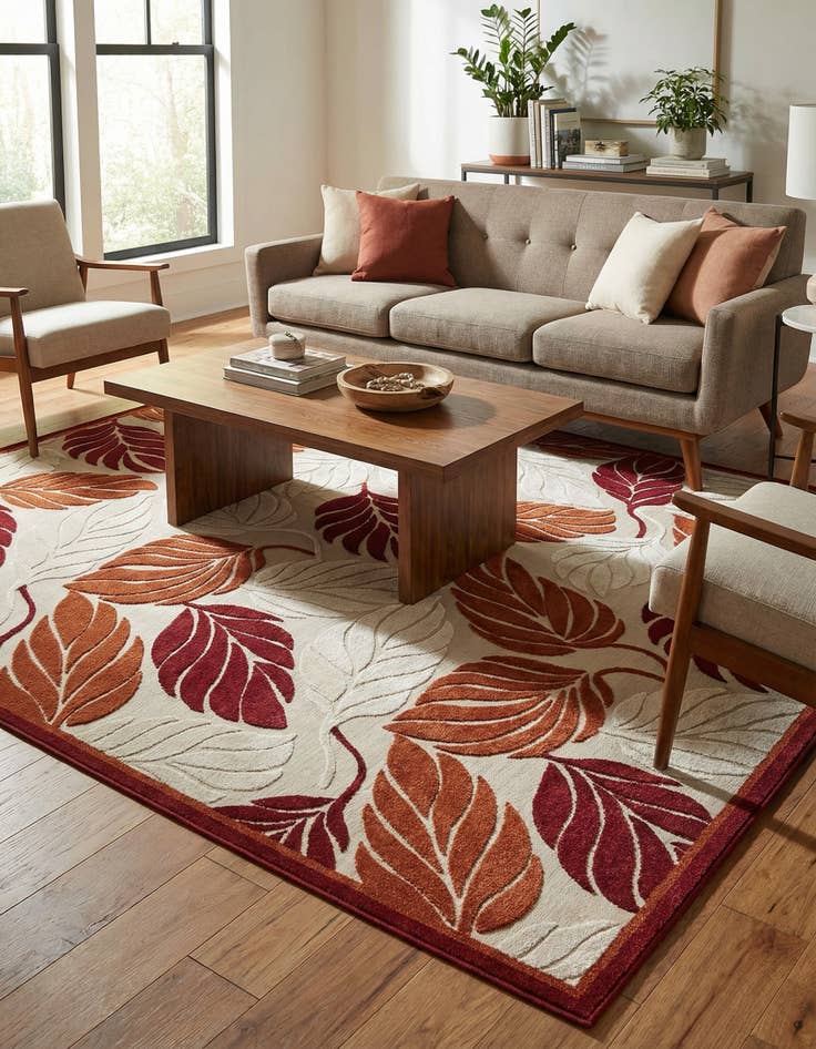 Detail image of 9' x 12' 2  Washable Botanical Indoor / Outdoor Rug