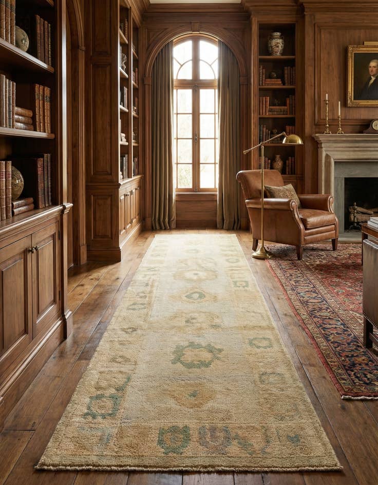 Detail image of 2' 6 x 11' Hand Knotted Oushak Wool Runner Rug