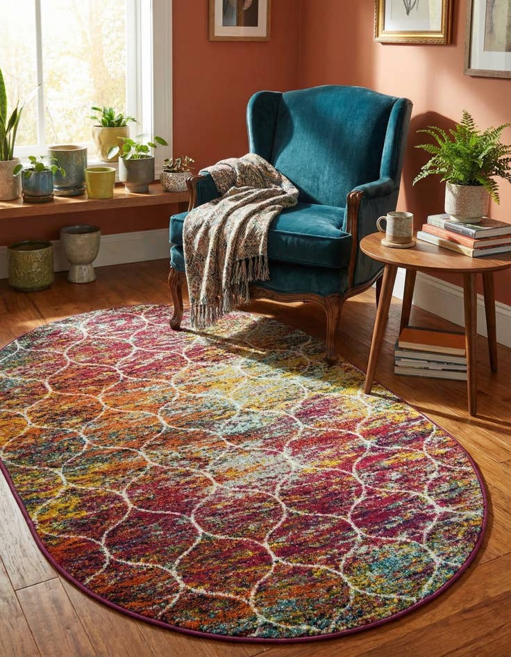 Detail image of 4' x 6' Trellis Frieze Oval Rug