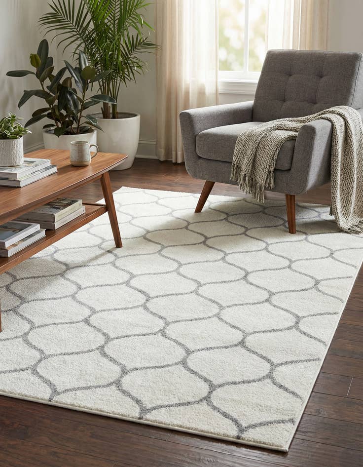 Detail image of 5' 3 x 8' Lattice Frieze Rug