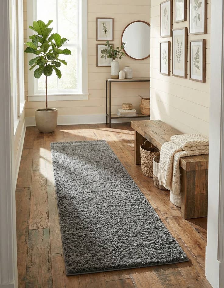 Detail image of  2' x 6' 7 Soft Solid Shag Runner Rug