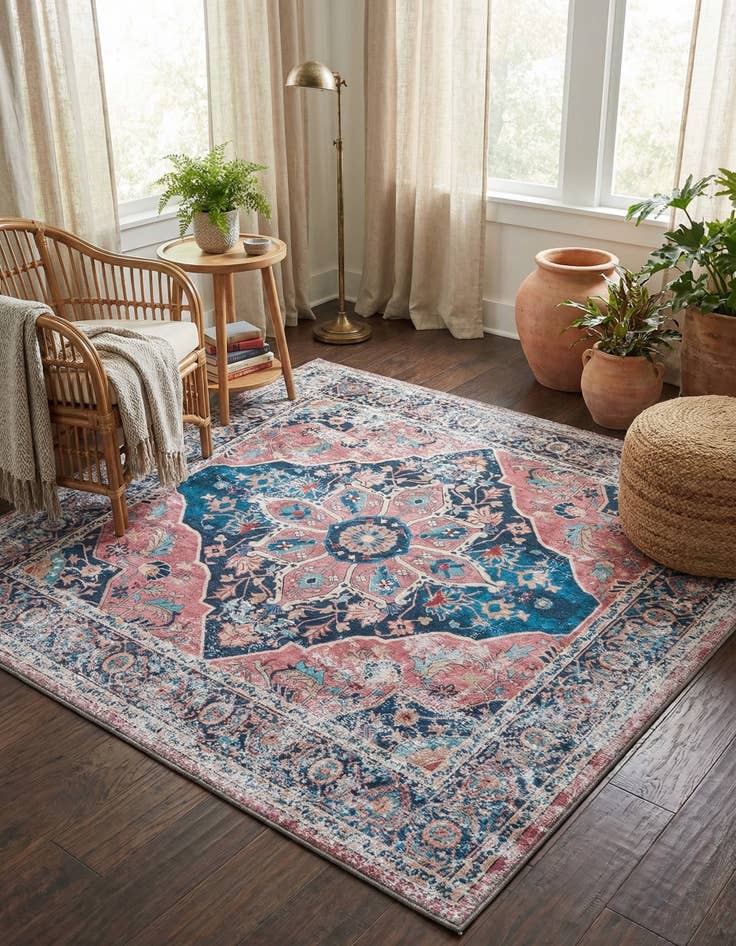Detail image of 5' x 5' Washable Yara Square Rug