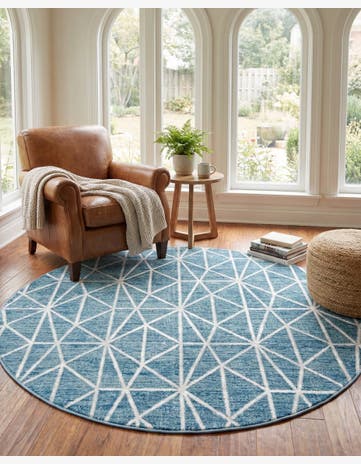 7' x 7' Lattice Trellis Round Rug