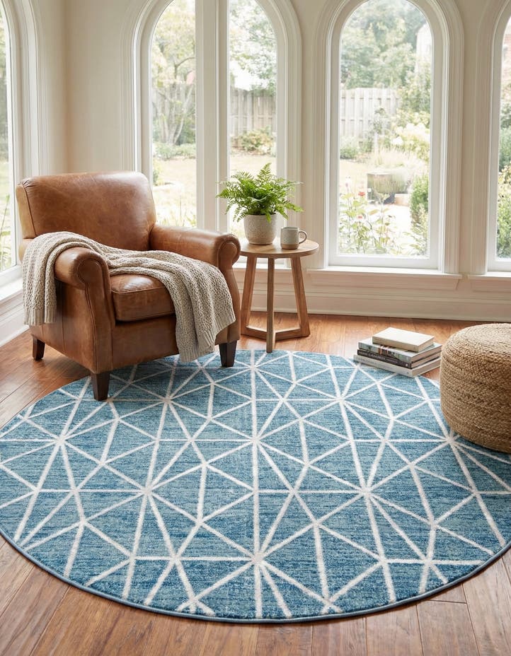 7' x 7' Lattice Trellis Round Rug