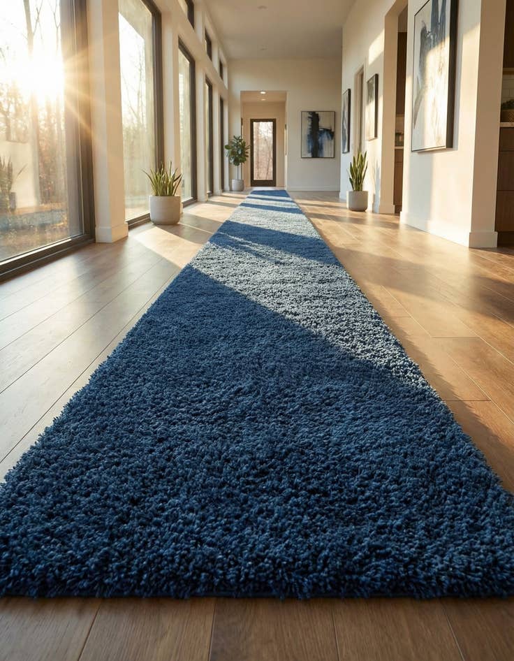Detail image of 2' 7 x 16' 5 Solid Shag Runner Rug