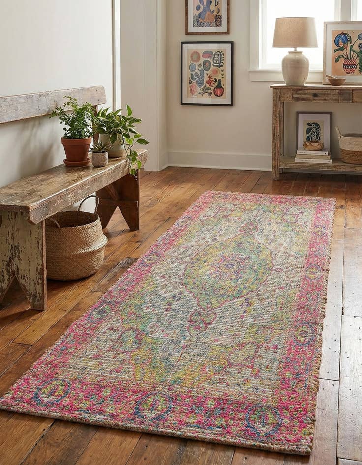 Detail image of 2' 2 x 6' 1  Hand Woven Chenille Jute Runner Rug