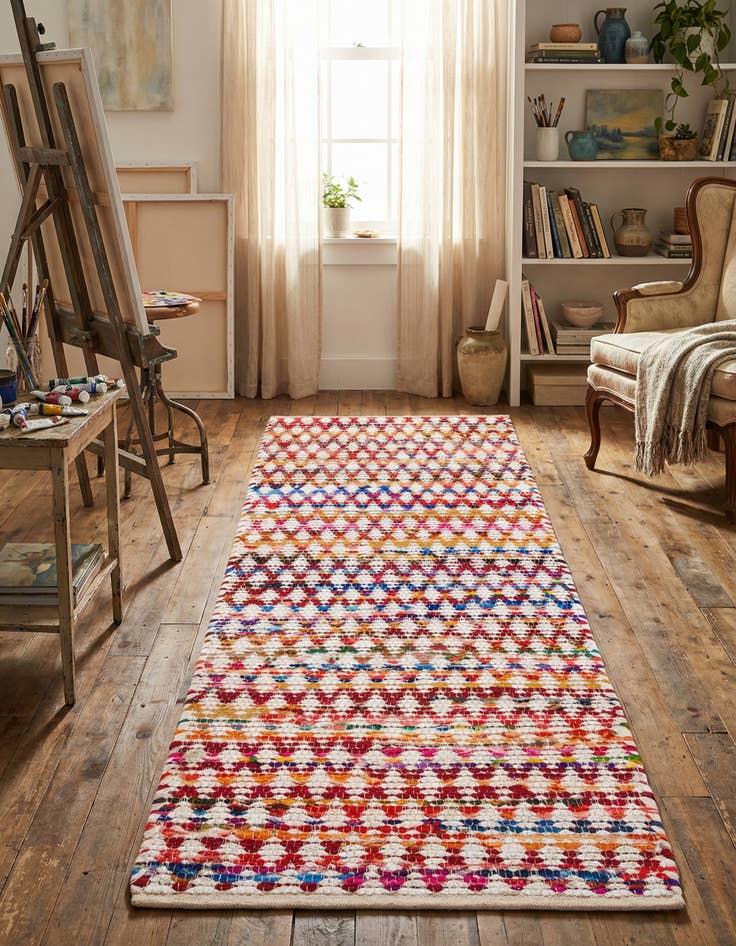 Detail image of 2' 7 x 6' 1 Hand Woven Braided Chindi Runner Rug