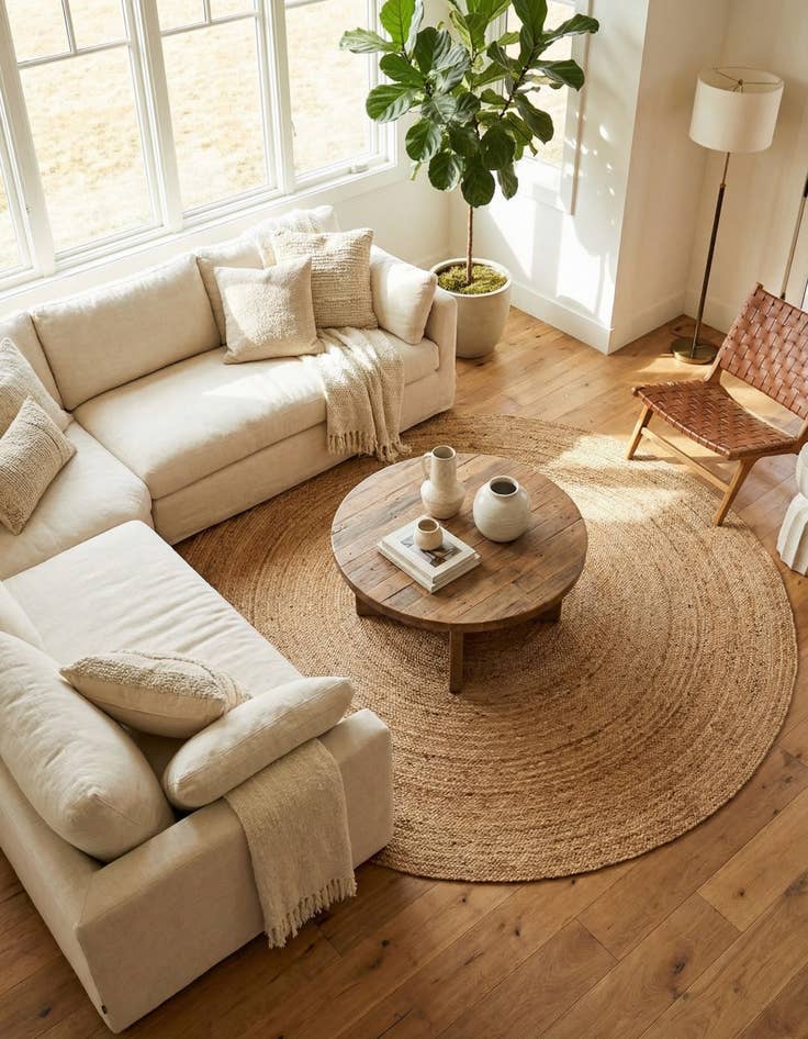 Detail image of 7' 10 x 7' 10  Hand Braided Jute Luxe Round Rug