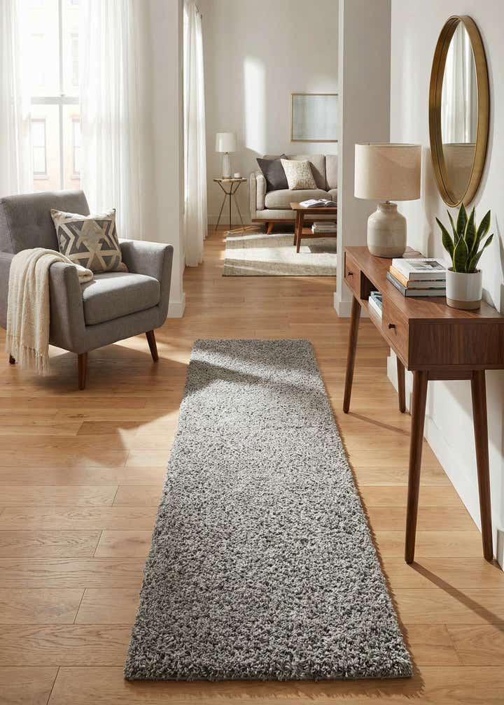2' x 8' Solid Shag Runner Rug