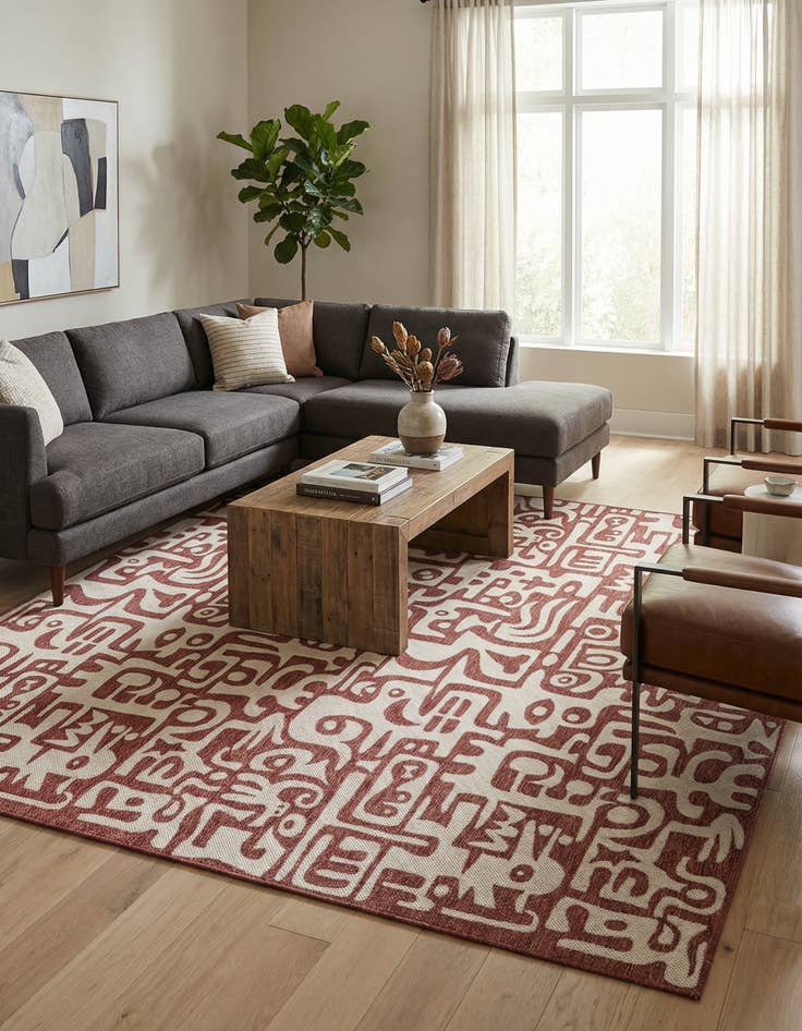 Detail image of 12' x 12' Washable Modern Indoor / Outdoor Square Rug