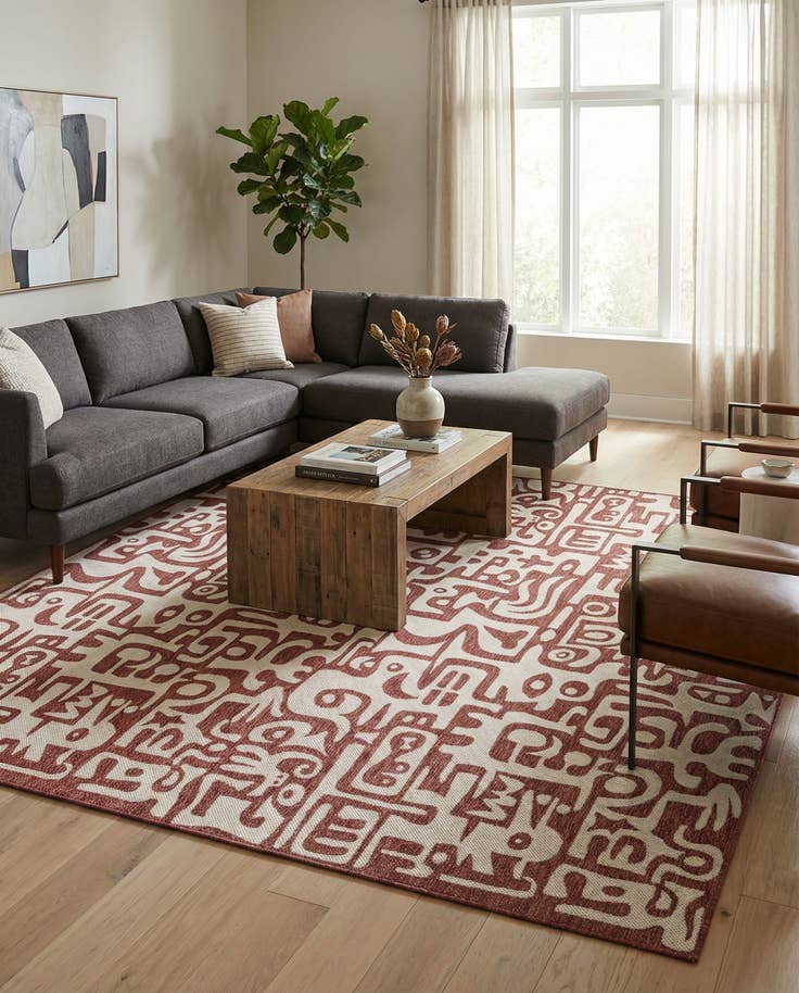 Detail image of 12' x 12' Easy-Clean Modern Indoor / Outdoor Square Rug