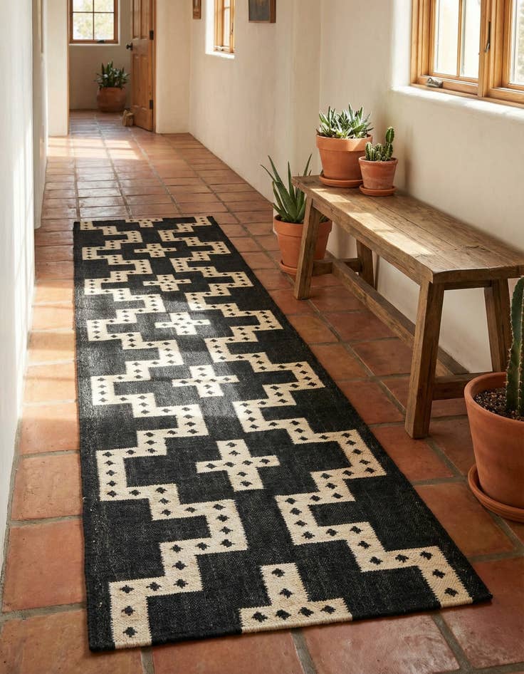 Detail image of 2' 7 x 12' Hand Woven Kilim Wool Runner Rug