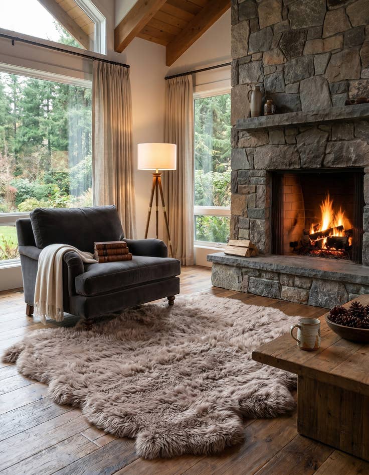 Detail image of 6' x 6' Natural Sheepskin Square Rug