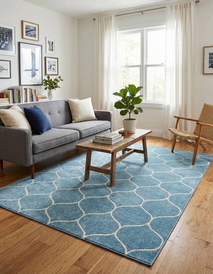 Detail image of 6' x 9' Lattice Frieze Rug