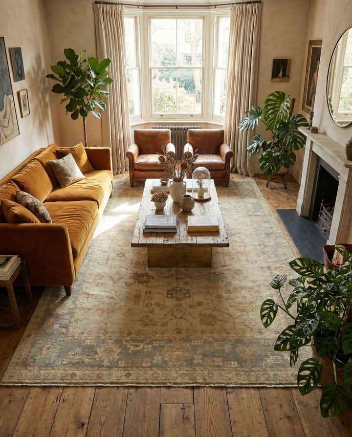 9' x 12' 1 Hand Knotted Oushak Wool Rug