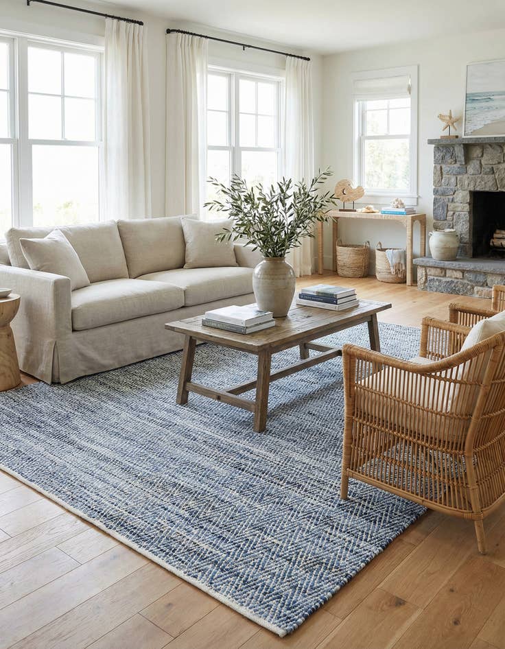 Detail image of 10' x 14' 1  Hand Woven Chindi Chevron Rug