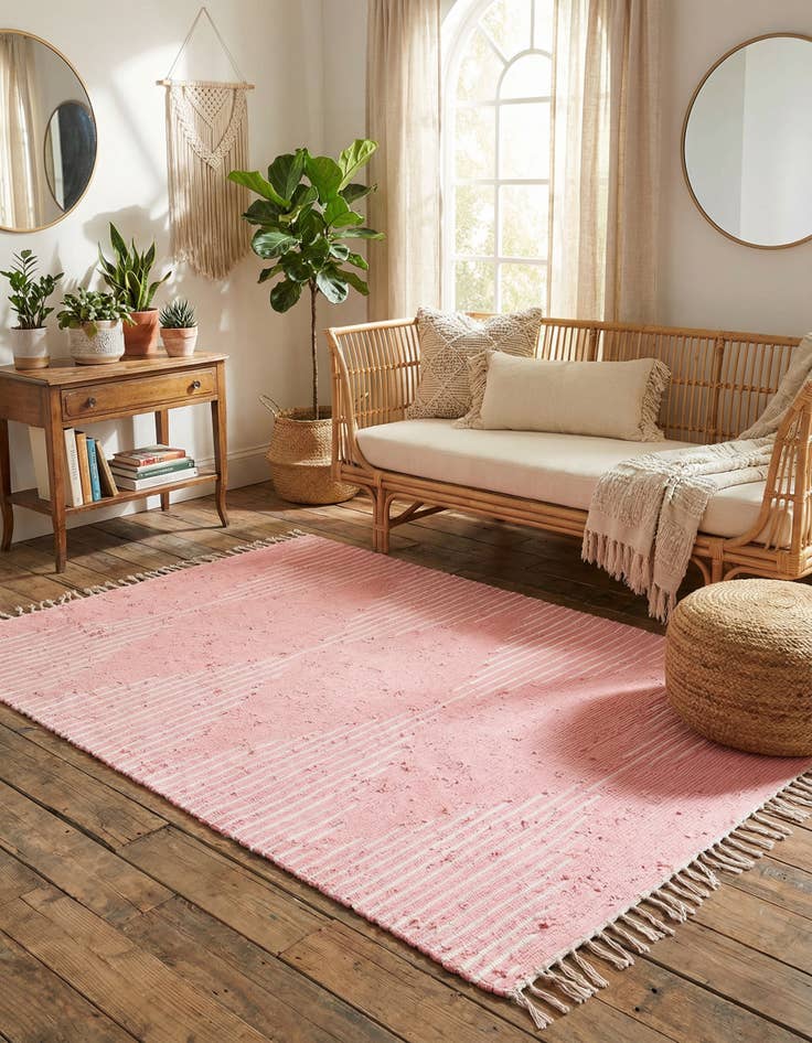 Detail image of 6' 1 x 9' Hand Woven Chindi Cotton Rug