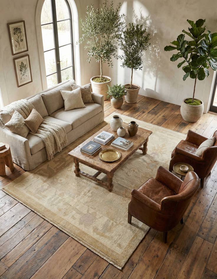 Detail image of 5' 3 x 7' 7 Hand Knotted Oushak Wool Rug