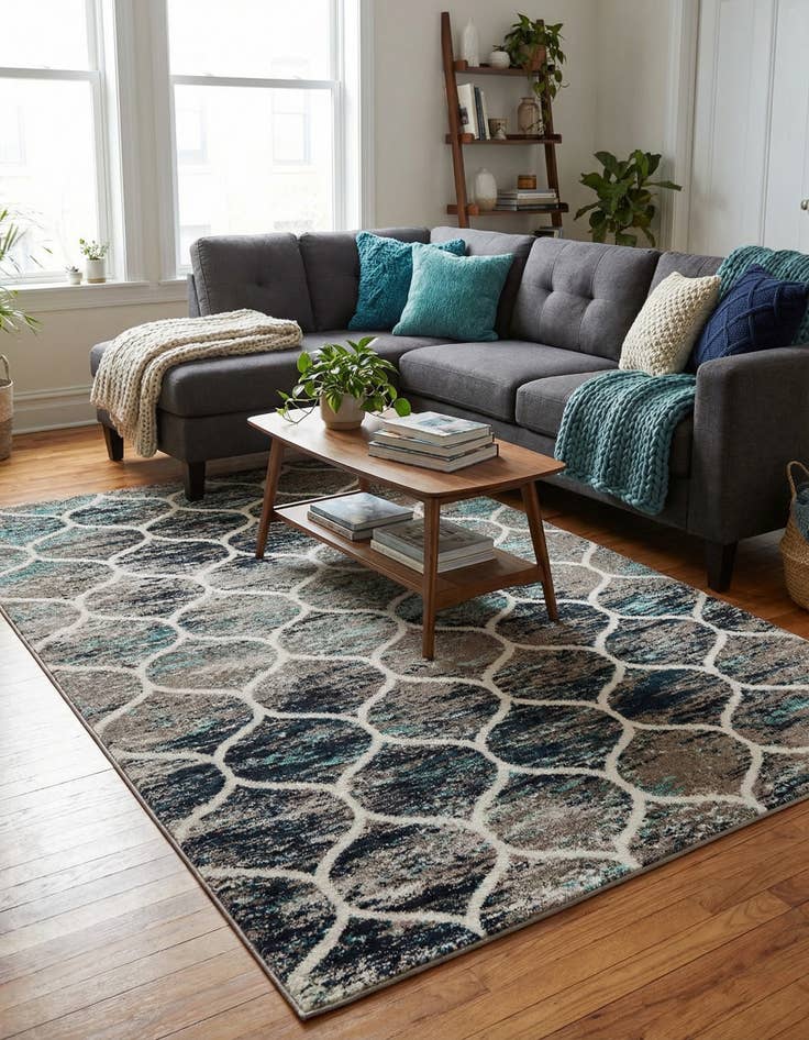 Detail image of  6' x 9' Lattice Frieze Rug