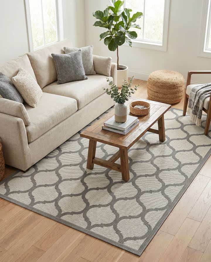 5' 3 x 8' Easy-Clean Trellis Indoor / Outdoor Rug