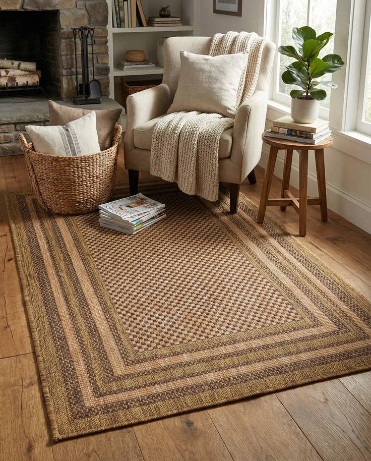 Detail image of 3' 3 x 5' Easy-Clean Border Indoor / Outdoor Rug