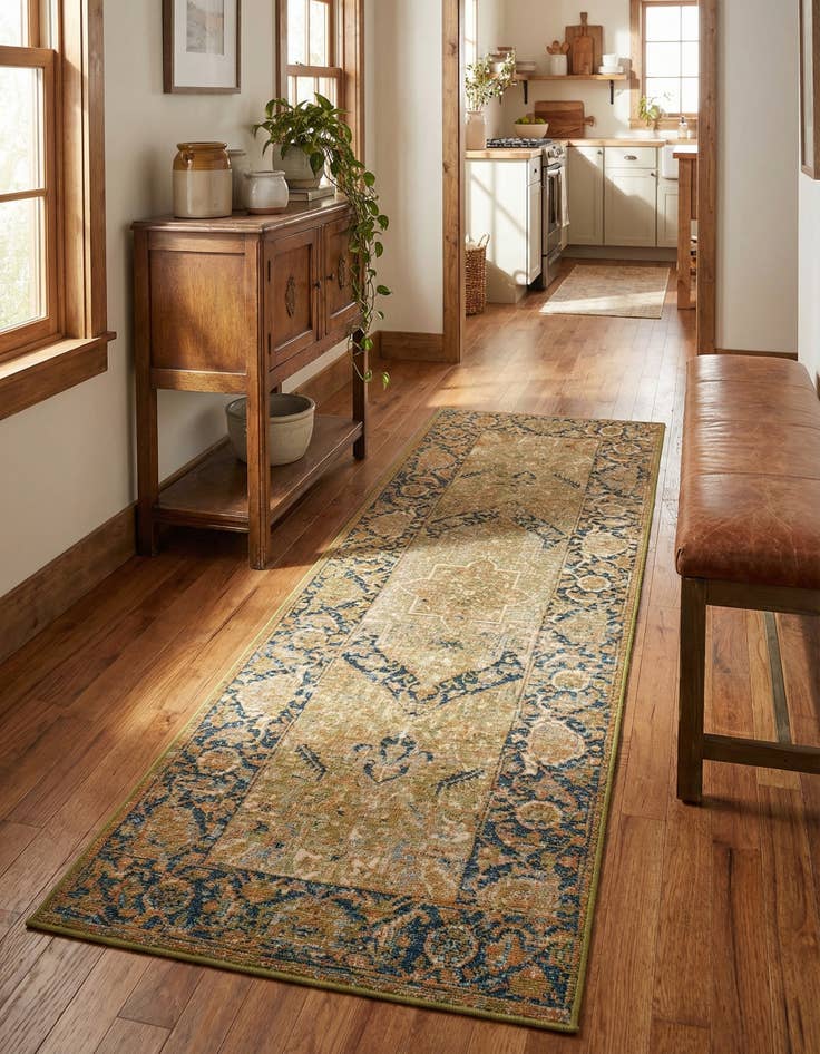 Detail image of 2' 7 x 5' 3 Washable Traditional Indoor / Outdoor Runner Rug