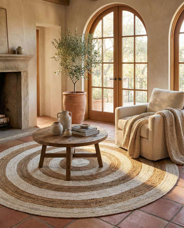 8' x 8' Handmade Braided Jute Round Rug