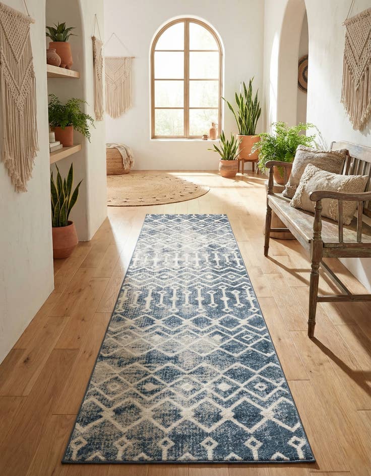 Detail image of 2' 7 x 12' Bohemian Trellis Runner Rug