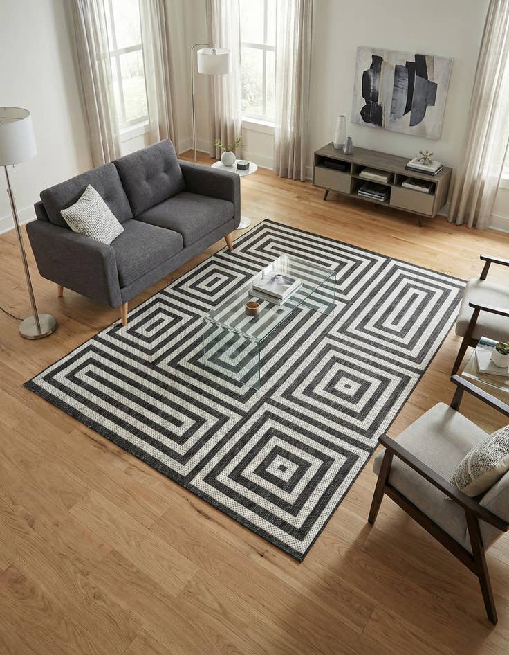 Detail image of 5' 3 x 7' Washable Modern Indoor / Outdoor Rug