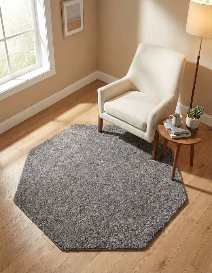 Detail image of 5' x 5' Solid Frieze Octagon Rug