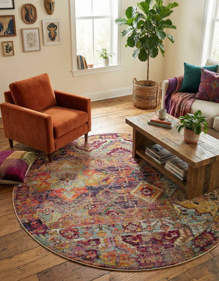 Detail image of 8' x 8'  Washable Alta Round Rug