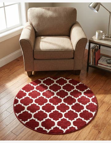 Dark Terracotta Lattice Round Rug