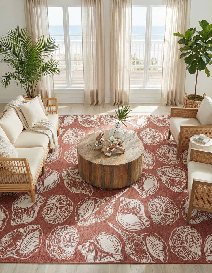 Detail image of  13' x 13'  Washable Coastal Indoor / Outdoor Square Rug